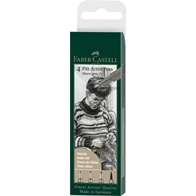Abbildung von Fineliner 4 Pitt Artist Pens Tuschestifte Warm Grey, (4 tlg., S = 0.3 mm, F 0.5 M 0.7 B Pinselspitze)
