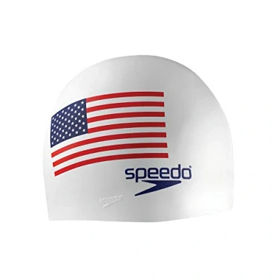 Abbildung von Speedo Unisex Erwachsene Badekappe aus Silikon, weiße Flagge