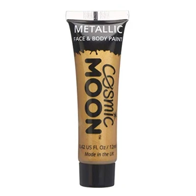 Abbildung von Cosmic Moon Metallic Gesichtsfarbe/Make Up für Gesicht &amp; Körper 12ml Erstellen Sie faszinierende Gesichtsfarben Designs! Enthält: Gold