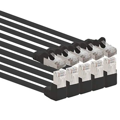 Abbildung von 1aTTack.de 366146 Cat.6 Netzwerkkabel Winkel 90 Grad 0,5m schwarz 5 Stück Cat6 Patchkabel (SFTP PIMF) 1000Mbit/s Rj 45 Stecker x Meter