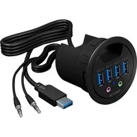 Abbildung von ICY BOX Tisch Hub 4x USB 3.2 Type A mit Audio Ein /Ausgang Adapter Typ