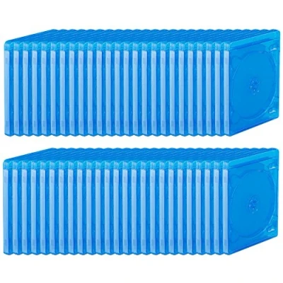 Abbildung von PEARL Blu ray hülle Box: Soft Hüllen blau transparent im 50er Pack für je 4 Discs (Bluray Hülle)