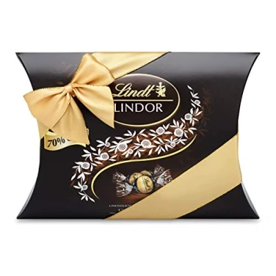 Abbildung von Lindt Schokolade LINDOR Kugeln 70 % Kakao Edelbitter 322 g in Kissenpackung ca. 25 Pralinen Geschenk oder Schokoladengeschenk