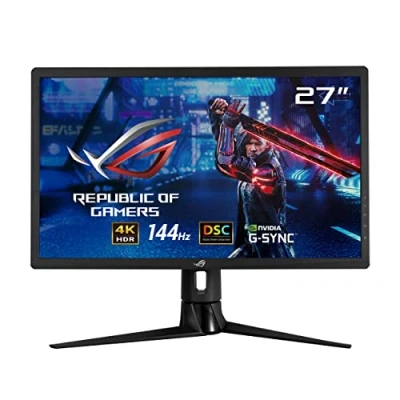Abbildung von ASUS ROG Strix XG27UQR 27 Zoll 4K UHD Gaming Monitor 144 Hz, 1ms MPRT, G Sync kompatibel, DisplayHDR 400, DSC IPS Panel, 16:9, 3840x2160, DisplayPort, HDMI, USB, ergonomisch, Schwarz
