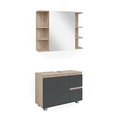 Abbildung von Vicco Badmöbel Set J Shape, Sonoma/Anthrazit, 2 Teile