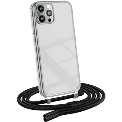 Abbildung von MyGadget Handykette für iPhone 12 Pro Max [ Hülle mit Band abnehmbar &amp; verstellbar ] Handyhülle Handyband zum Umhängen Schnur Case Schutzhülle Schwarz