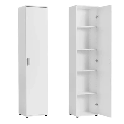 Abbildung von Home Collective Schmaler Mehrzweckschrank 40 cm breit mit 1 Tür &amp; 4 Einlegeböden, Universalschrank Haushaltsschrank für Haushalt, Flur, Büro oder Schlafzimmer, 40x35x184 (BxTxH), Weiß