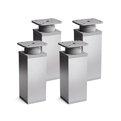 Abbildung von sossai® Möbelfuß Design Möbelfüße, 4er &amp; 8er Set, höhenverstellbar MFV1, Farbe: Alumin, (4 St), Aluminium