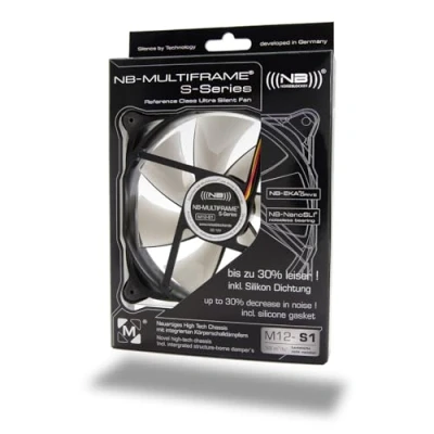 Abbildung von Noiseblocker Gehäuselüfter Multiframe S Series M12 1 PC Lüfter mit Extrem Leiser Silent Wings 120mm Gehäuse Kühler Revolutionärem Haltesystem (120mm, 1)