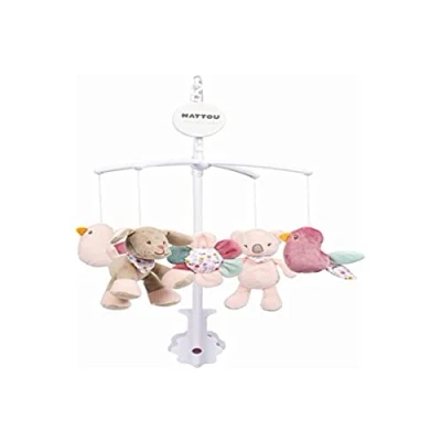 Abbildung von Nattou Mobile mit Spieluhr Iris und Lali, Sanftes Wiegelied &quot;La Le Lu&quot;, 48 x 7 15 cm, Beige/Rosa/Grün 631310