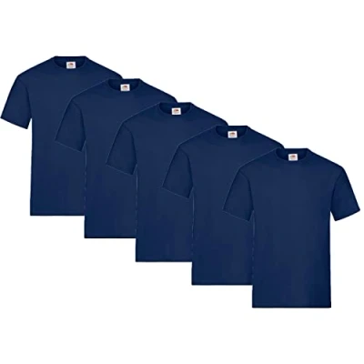 Abbildung von Fruit of the Loom Herren Regular Fit T Shirt Heavy Cotton Tee 5 Pack,5er Navy + 1 HL Kauf Notizblock L