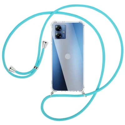 Abbildung von mtb more energy® Handykette kompatibel mit Motorola Moto G14 türkis Smartphone Hülle zum Umhängen Anti Shock Full TPU Case