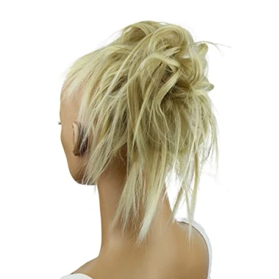 Abbildung von CAISHA Jumbo Haarteil Haargummi Dutt Flora Hochsteckfrisuren Brautfrisuren Natürlich Gewellt Unordentlich DM17cm Hellblond G4F