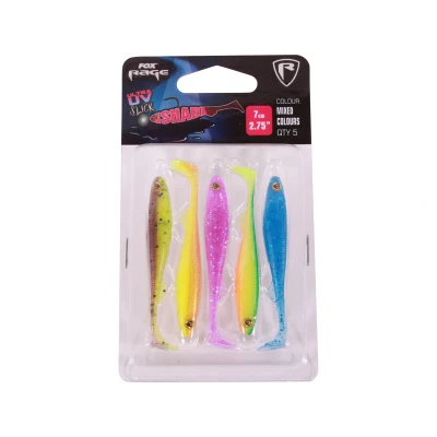 Abbildung von Fox Rage Slick Shad Mixed UV Colour Pack 7cm Gummifisch