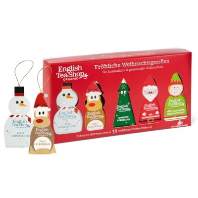 Abbildung von ETS BIO Wintertee Box &quot;Fröhliche Weihnachtsgesellen&quot;, Tee Geschenk, Wichtelgeschenk, 10 Pyramidenbeutel