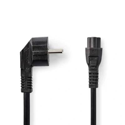Abbildung von NEDIS Stromkabel Schutzkontaktstecker IEC 320 C5 abgewinkelt gerade Vernickelt 5.00 m rund PVC Schwarz Plastikbeutel