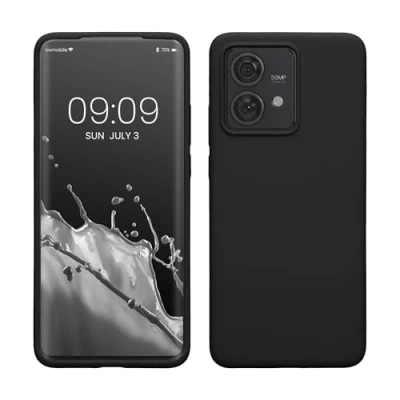 Abbildung von kwmobile Hülle kompatibel mit Motorola Edge 40 Neo Silikon Handy Case Handyhülle weiche Oberfläche kabelloses Laden Schwarz