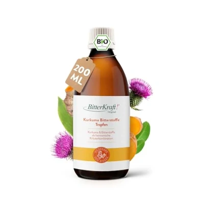 Abbildung von BitterKraft! Original Kurkuma Bitterstoffe Tropfen, BIO 200 ml