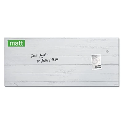 Abbildung von SIGEL GL381 Premium Glas Magnettafel 130x55 cm, Holz Optik vintage weiß, matt, nicht spiegelnd, SGS geprüft, einfache Montage, incl. 2 starke Magnete, Artverum