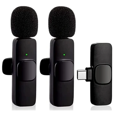 Abbildung von Wireless Lavalier Microphone for Phone (USB C), Dual Video Recording, Live Stream, Vlog, YouTube, TikTok, Facebook, Zoom Noise Reduction &amp; Plug Play (No Need App/Bluetooth)