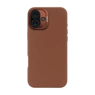 Abbildung von DECODED Lederhülle für iPhone 16 Plus, Echt ECCO Leder Hülle, Kompatibel mit MagSafe, Stoßfest Schutzhülle, Handyhülle, Braun
