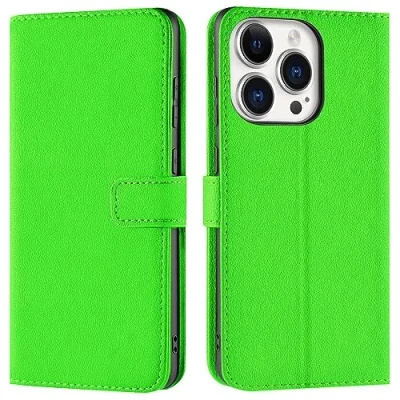 Abbildung von Verco Handyhülle für iPhone 16 Pro Hülle, Bookcase Tasche Flipcover Case [Kartenfächer/Aufstellfunktion], Grün