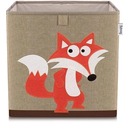 Abbildung von LIFENEY Aufbewahrungsbox mit Fuchs Motiv I Spielzeugbox Tiermotiv passend für Würfelregale Ordnungsbox das Kinderzimmer Aufbewahrungskorb Kinder
