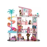 Abbildung von L.O.L. Surprise! OMG Fashion House Spielset mit über 85 Überraschungen Puppenhaus aus echtem Holz Pool, Spiralrutsche, Dachterrasse, Kino, veränderbaren Möbeln und mehr für Kinder ab 4 Jahren