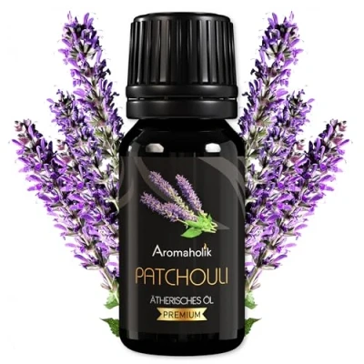 Abbildung von Aromaholik Patchouliöl BIO 100% naturrein Ätherische Öle für Diffuser &amp; Aroma Zertifiziertes ätherisches Öl aus Indien Patchouli Essential Oils 10ml Sauna Massage
