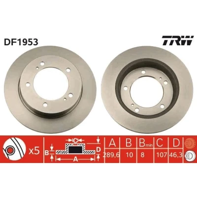 Abbildung von TRW DF1953 Bremsscheibe 290 10 5 139,7 voll lackiert SUZUKI: SJ 413 Geländewagen offen, Samurai SUV Cabrio,