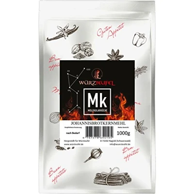 Abbildung von Johannisbrotkernmehl, Bockshörndlbaum Mehl, E410 aus Spanien. Glutenfrei. Beutel 1000g. (1KG)
