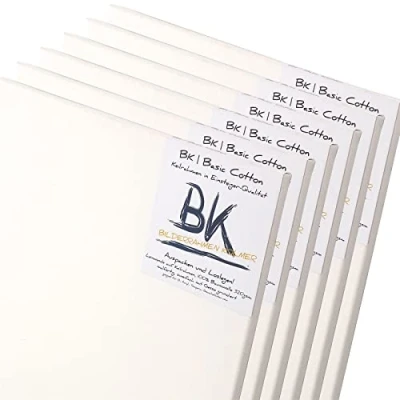 Abbildung von BK BILDERRAHMEN KOLMER 6X LEINWÄNDE 60x120 cm hochwertige Leinwand zum Bemalen auf Keilrahmen aus 100% Baumwolle malfertig bespannt und Gesso grundiert