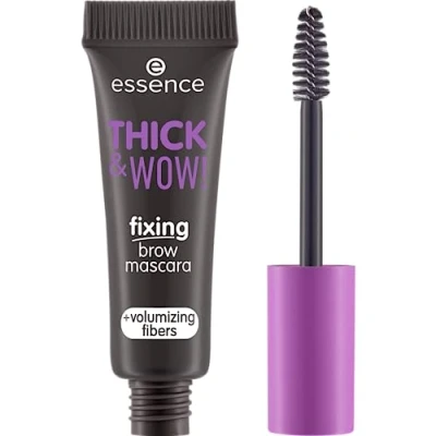 Abbildung von essence THICK &amp; WOW! fixing brow mascara, Augenbrauengel, Nr. 04, Braun, volumengebend, fixierend, vegan, ohne Mikroplastikpartikel, Nanopartikel frei, Parfüm, 3er Pack (3x6ml)