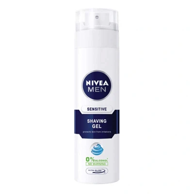 Abbildung von NIVEA Shaving Gel 200ml Sensitive Skin is a Vitamin E infused Product That Softens Beard Hair, Preventing Irritation and Promoting Smooth Shave Without Ethyl Alcohol (Pack of 3)