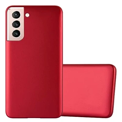 Abbildung von Cadorabo Hülle kompatibel mit Samsung Galaxy S21 5G Schutzhülle TPU Silikon Case Metallic Design Slim Kratzfest Weiche Gummi Rundumschutz für in Rot