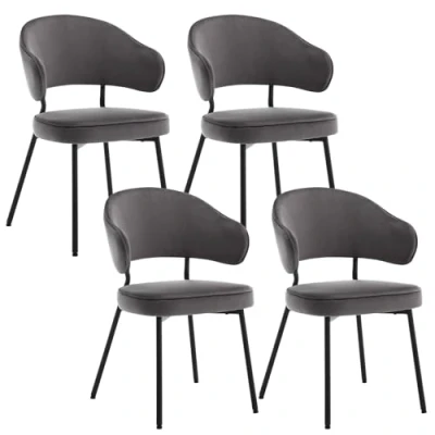 Abbildung von WOLTU 4er Set Esszimmerstühle, Küchenstuhl, Polsterstuhl, Loungesessel, Wohnzimmerstuhl, Design Stuhl, mit Rückenlehne Armlehnen Metallbeinen, gepolstert, Samt, Dunkelgrau, BH389dgr 4