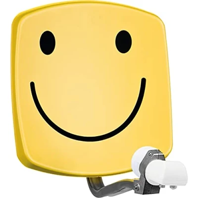 Abbildung von TechniSat DIGIDISH 33 Satelliten Schüssel für 2 Teilnehmer (33 cm kleine Sat Anlage Komplettset mit Wandhalterung und Universal Twin LNB) Smiley, gelb