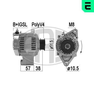 Abbildung von ERA 209509A Lichtmaschine 14V 50A TOYOTA: Starlet III Schrägheck, Corolla V FX Compact