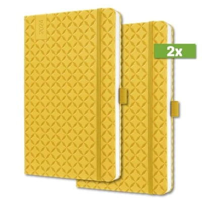 Abbildung von SIGEL J4117/2 Wochenkalender Jolie 2024, ca. A5, gelb, Hardcover, Gummiband, Stiftschlaufe, Einstecktasche, 174 Seiten, aus nachhaltigem Papier, Terminplaner, 2 Stück
