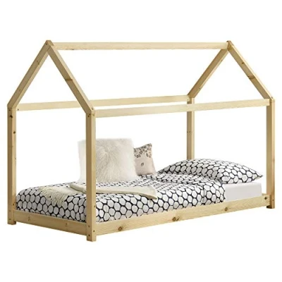 Abbildung von en.casa Kinderbett, »Netstal« Hausbett aus Kiefernholz 70x140cm Holz Natur