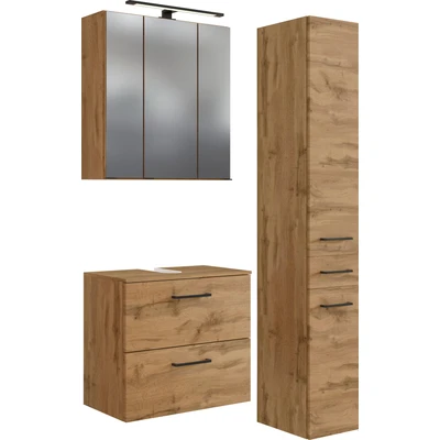 Abbildung von HELD MÖBEL Badmöbel Set &quot;Chicago&quot;, (3 St., Spiegelschrank, Unterbeckenschrank, Seitenschrank)