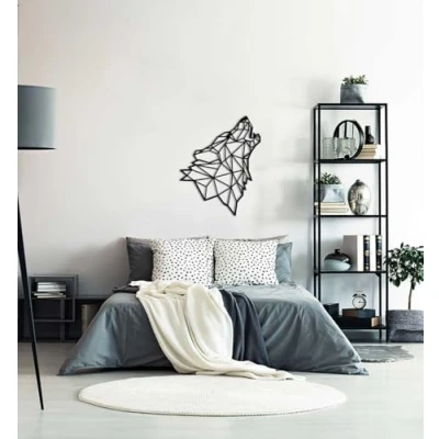 Abbildung von MyMaxxi Wand Deko Heulender Wolf schwarz 36x45 cm geometrische Wanddekoration für Wohnzimmer und Schlafzimmer Polygon Wall Art hängend Aesthetic Decoration Wandbild Dog Forest Animal