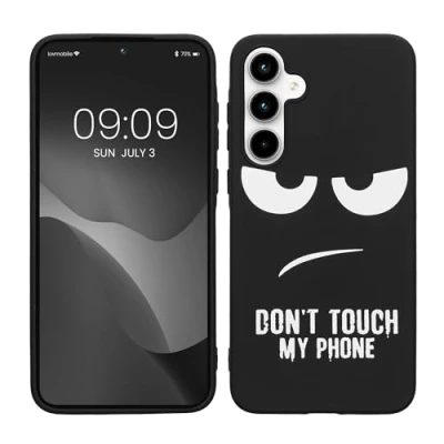 Abbildung von kwmobile Hülle kompatibel mit Samsung Galaxy A35 Handyhülle Silikon Case Don&#039;t Touch My Phone Weiß Schwarz