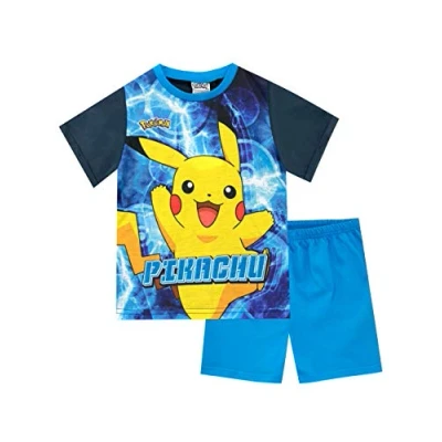 Abbildung von Pokemon Schlafanzug Jungen Pikachu Pyjama Kurz Blau 140