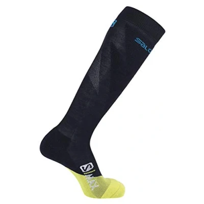 Abbildung von Salomon, 1 Paar hohe Socken, Herren, S/MAX M, Polyamid/Merinowolle, Größe: M (39 41), Schwarz/Gelb (Night Sky/Sulphur Spring), LC1250000