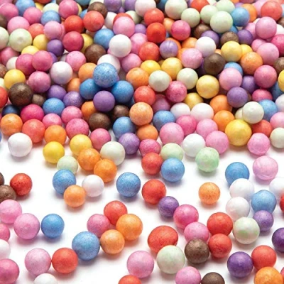 Abbildung von Baker Ross AT767 Mini Polystyrol Kugeln in Regenbogenfarben, 30 g, für Kunst und Bastelprojekte Kinder