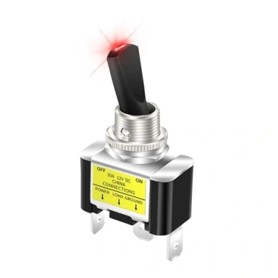 Abbildung von KFZ Kippschalter 12V 30A, rot LED beleuchteter nur bei 12Volt, SPST EIN/AUS 2 Position 3 polig für PKW LKW Boote ASW 07D
