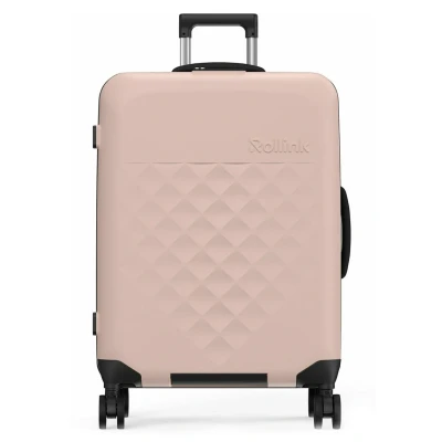 Abbildung von Rollink Vega 360 Spinner Leichter, Faltbarer Koffer für platzsparendes Verstauen. (Rose Smoke, Check In M)
