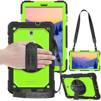 Abbildung von TECHGEAR Utility Hülle für Samsung Galaxy Tab A 10,5 Zoll [SM T590 Serie] Robust Heavy Duty Stoßfeste Schutzhülle mit 360 Grad Schwenkständer Hand und Schultergurt eingebaut Bildschirm Grün