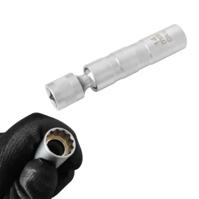 Abbildung von ZKTOOL 14mm Universeller Magnet Drehbarer Zündkerzenschlüssel, Dünnwandig, 12 Punkte, 3/8 Zoll, CR V Zündkerzensteckdose, Magnetischer Werkzeuge zum Entfernen von Zündkerzen